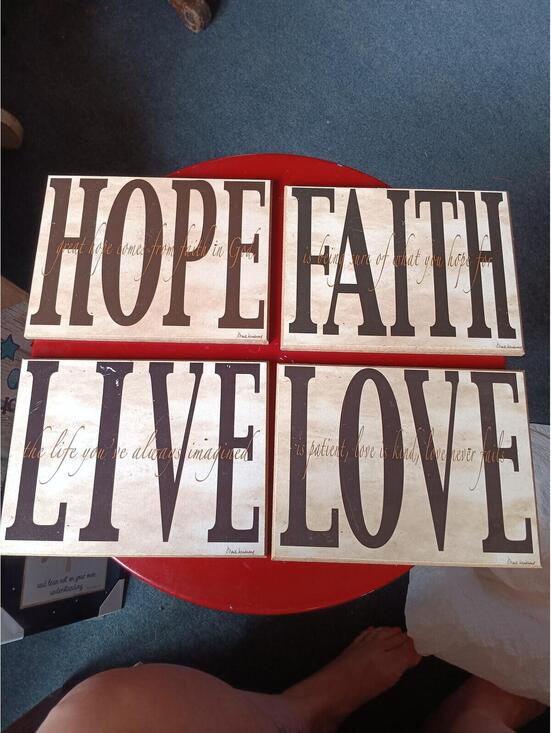 Primitives by Kathy Other - Set of 4 Inspirational Wall Plaques - HOPE, FAITH, LIVE, LOVE
